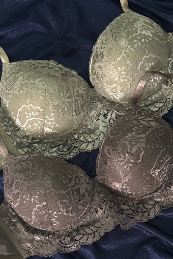 Carla's Lace Push-Up Bra, Olive