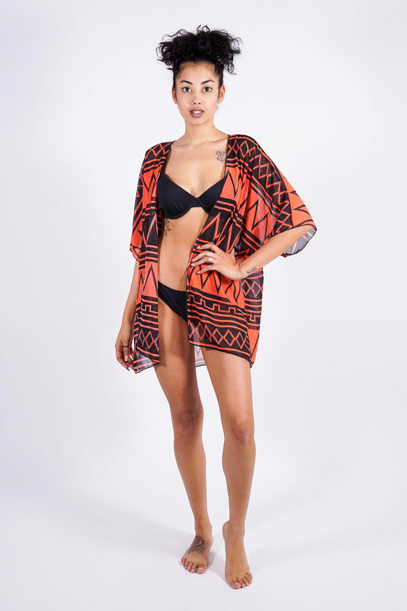 Jessica's Robe, Black/Coral