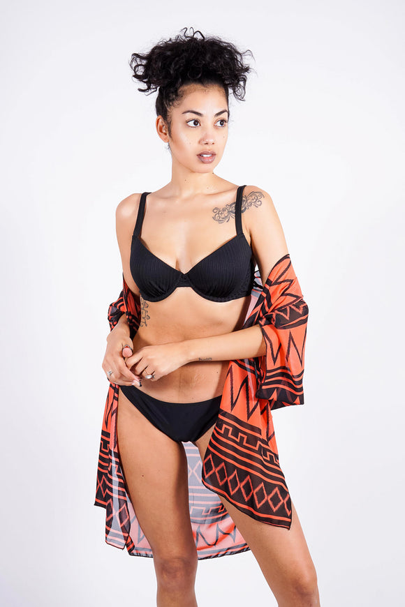 Jessica's Robe, Black/Coral