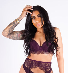 Sabrina's Lace Bra Set, Plum