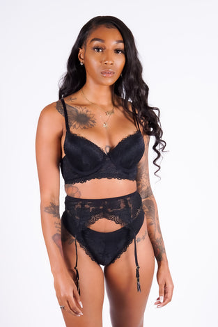 Evelyn's Lace Bra Set, Black