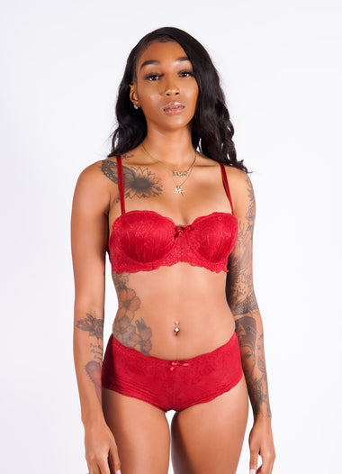 Felicia's Lace Push-Up Bra Set, Crimson